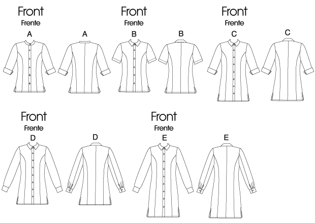 McCall's M6124 pattern envelope showing women's shirts