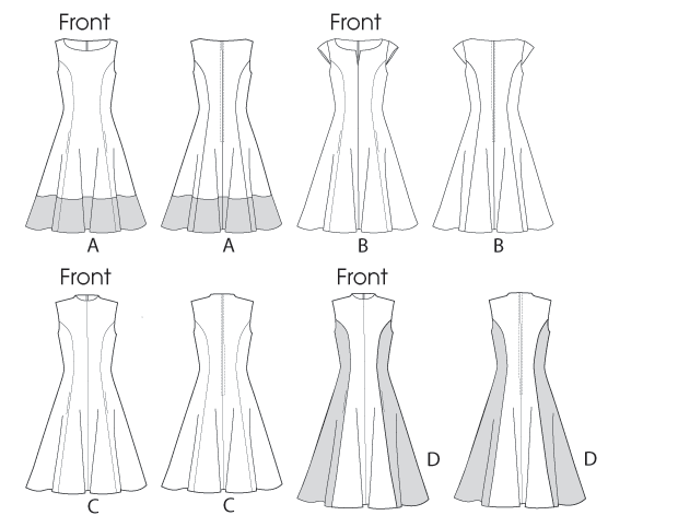 McCall's M6741 sewing pattern envelope showing misses' fit and flare lined dress