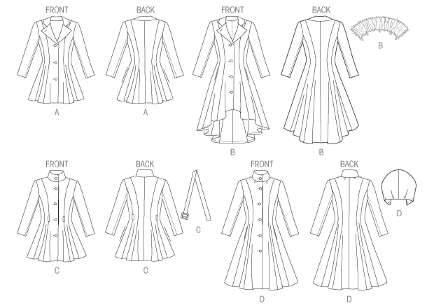 McCall's M6800 sewing pattern envelope showing misses' fit and flare lined coat