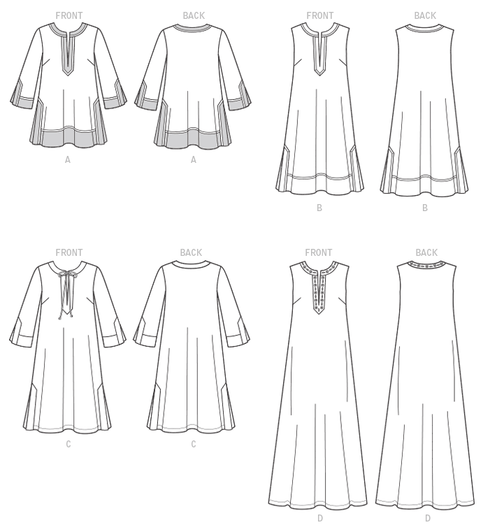 McCall's M7408 sewing pattern envelope showing a semi-fitted A-line tunic and dress