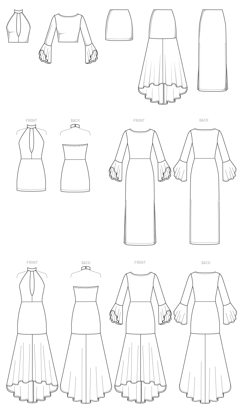 McCall's M7569 sewing pattern envelope showing special occasion dress designs