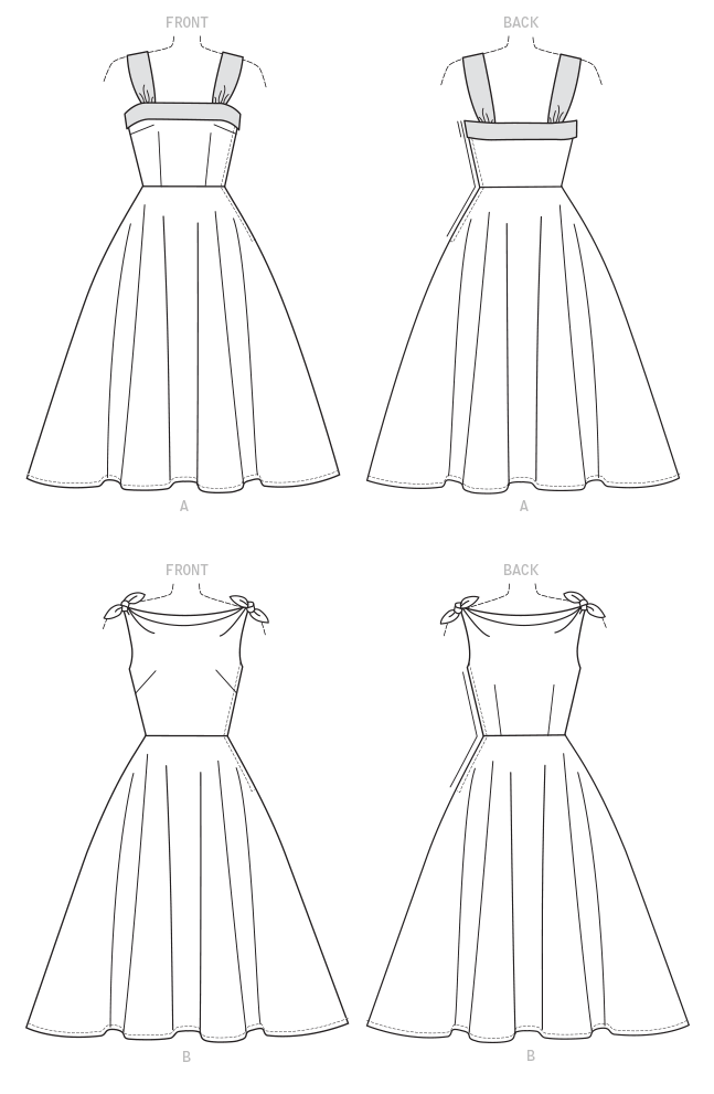 McCall's M7599 sewing pattern envelope showing lined dress and petticoat designs