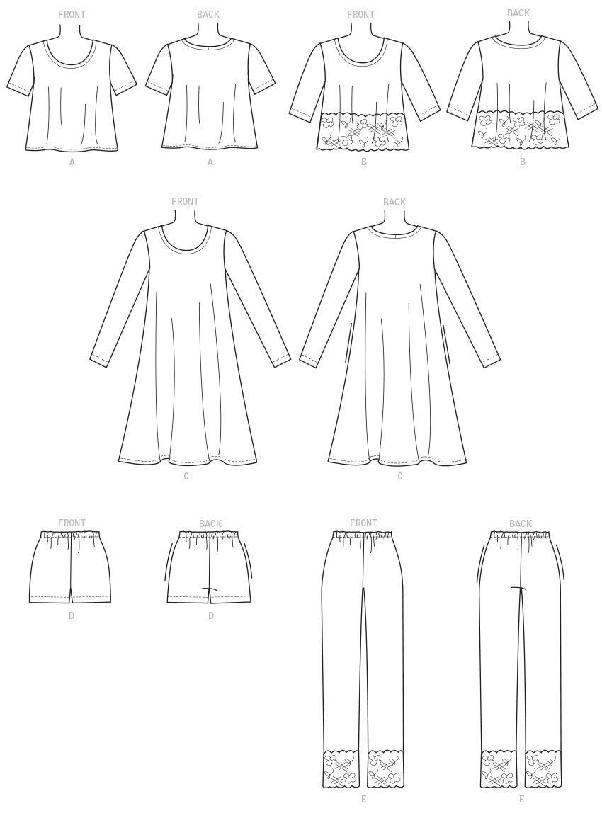 McCall's M7697 sewing pattern envelope showing fitted tops and dress designs