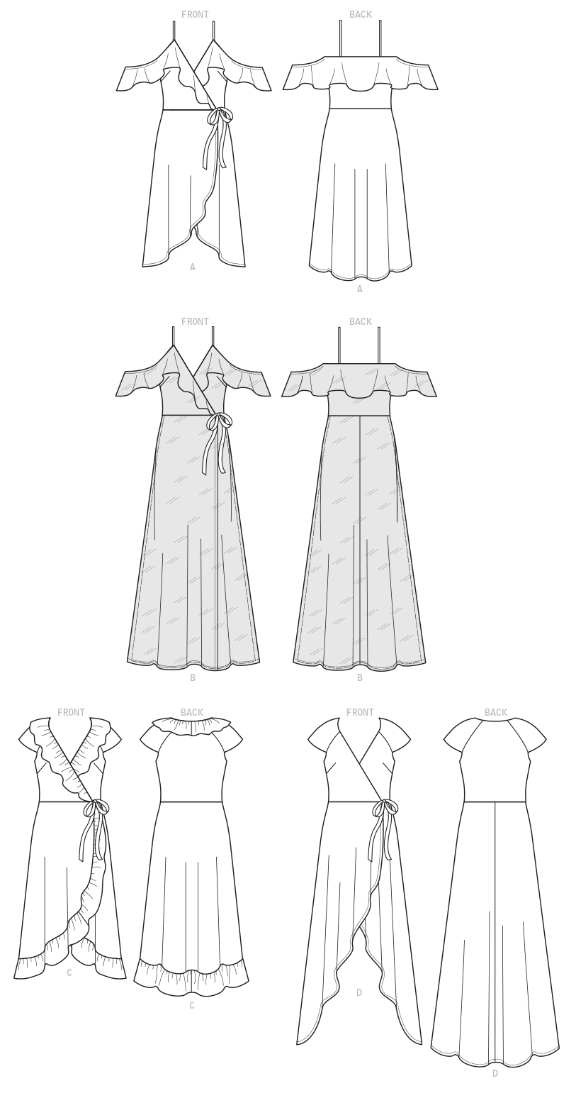 McCall's M7745 sewing pattern envelope for the women's wrap dress