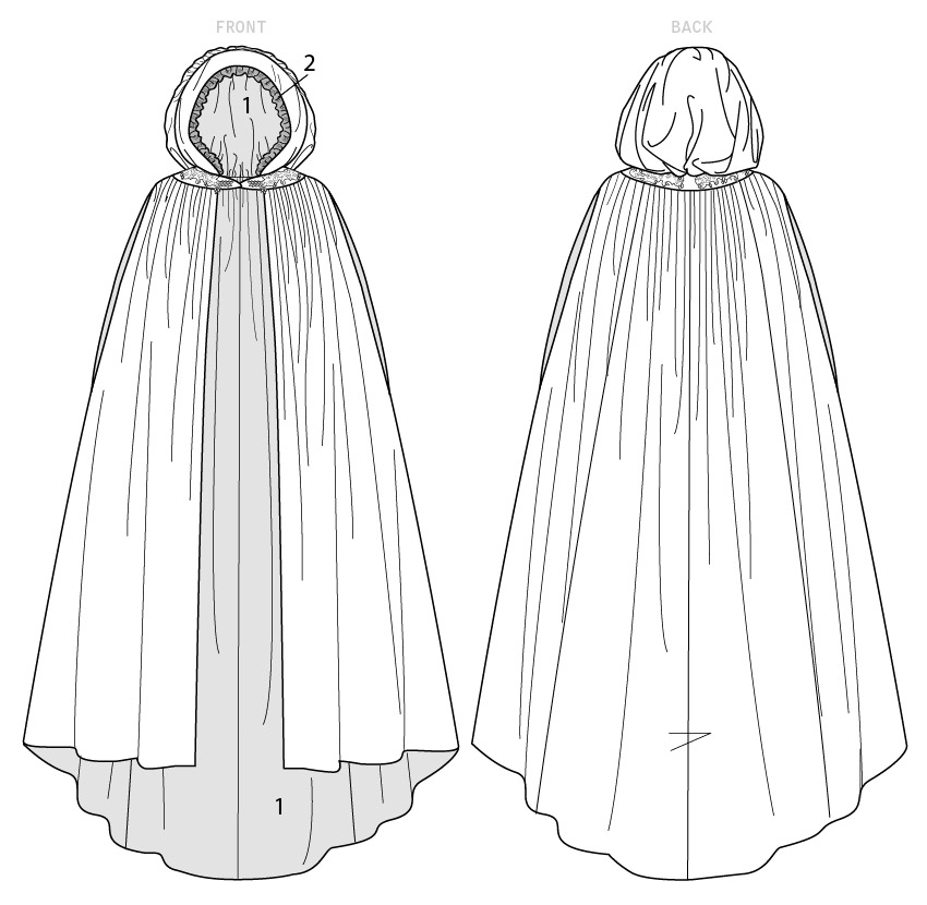 McCall's M7886 sewing pattern envelope showing lined costume cape designs