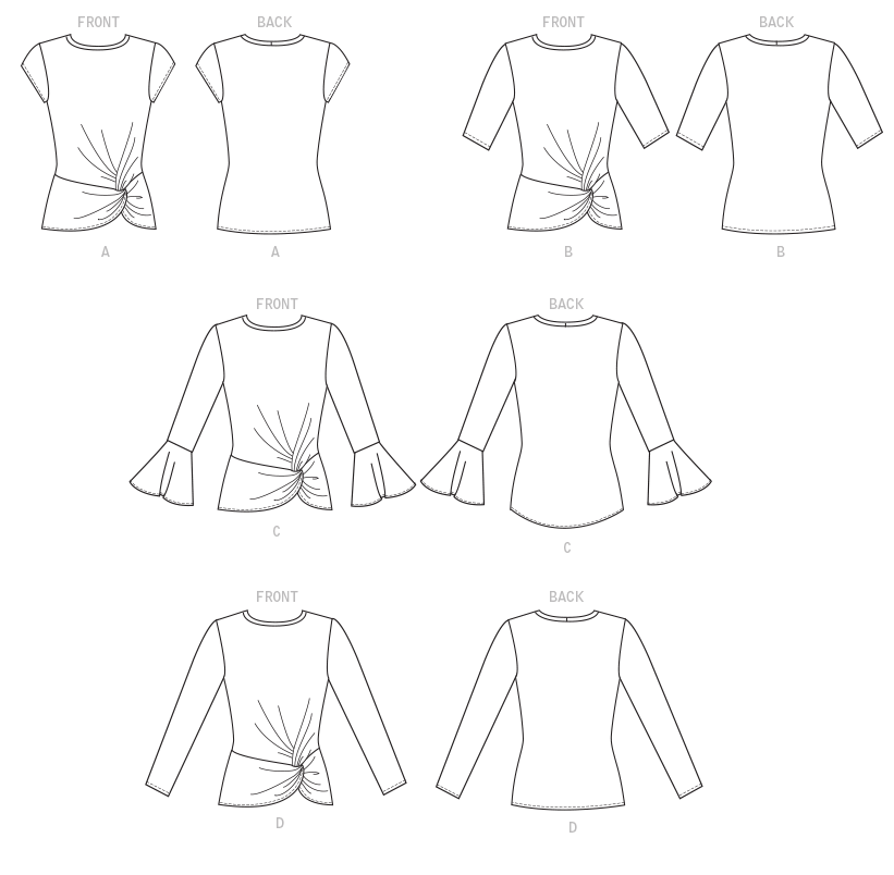 McCall's M7975 sewing pattern envelope showing knot-front top