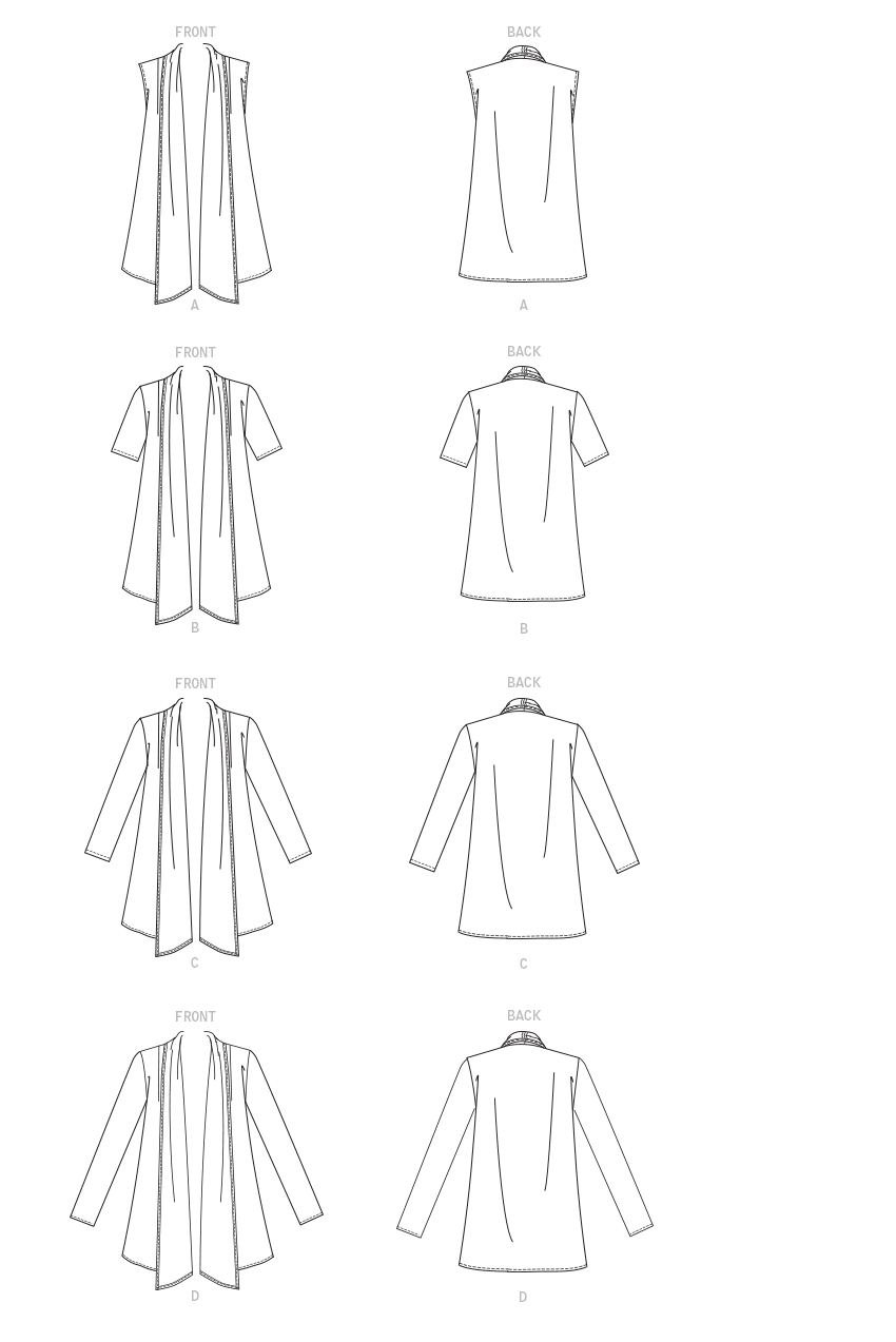 McCall's M8052 sewing pattern envelope showing shawl collar cardigan designs