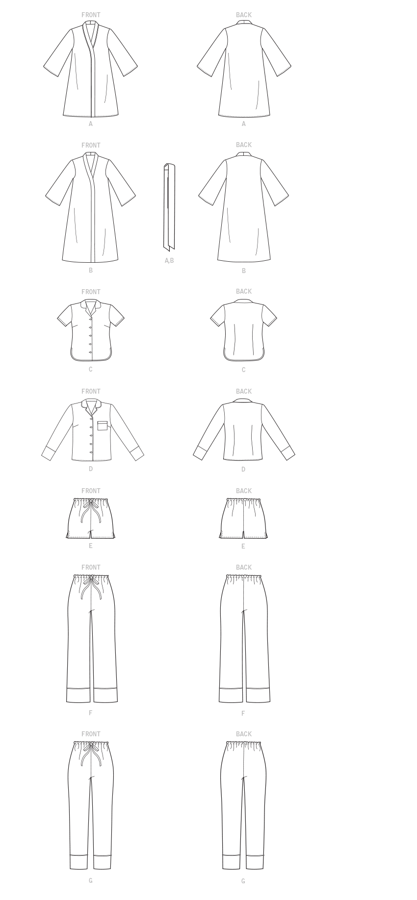 McCall's M8056 sewing pattern envelope showing wrap robe designs