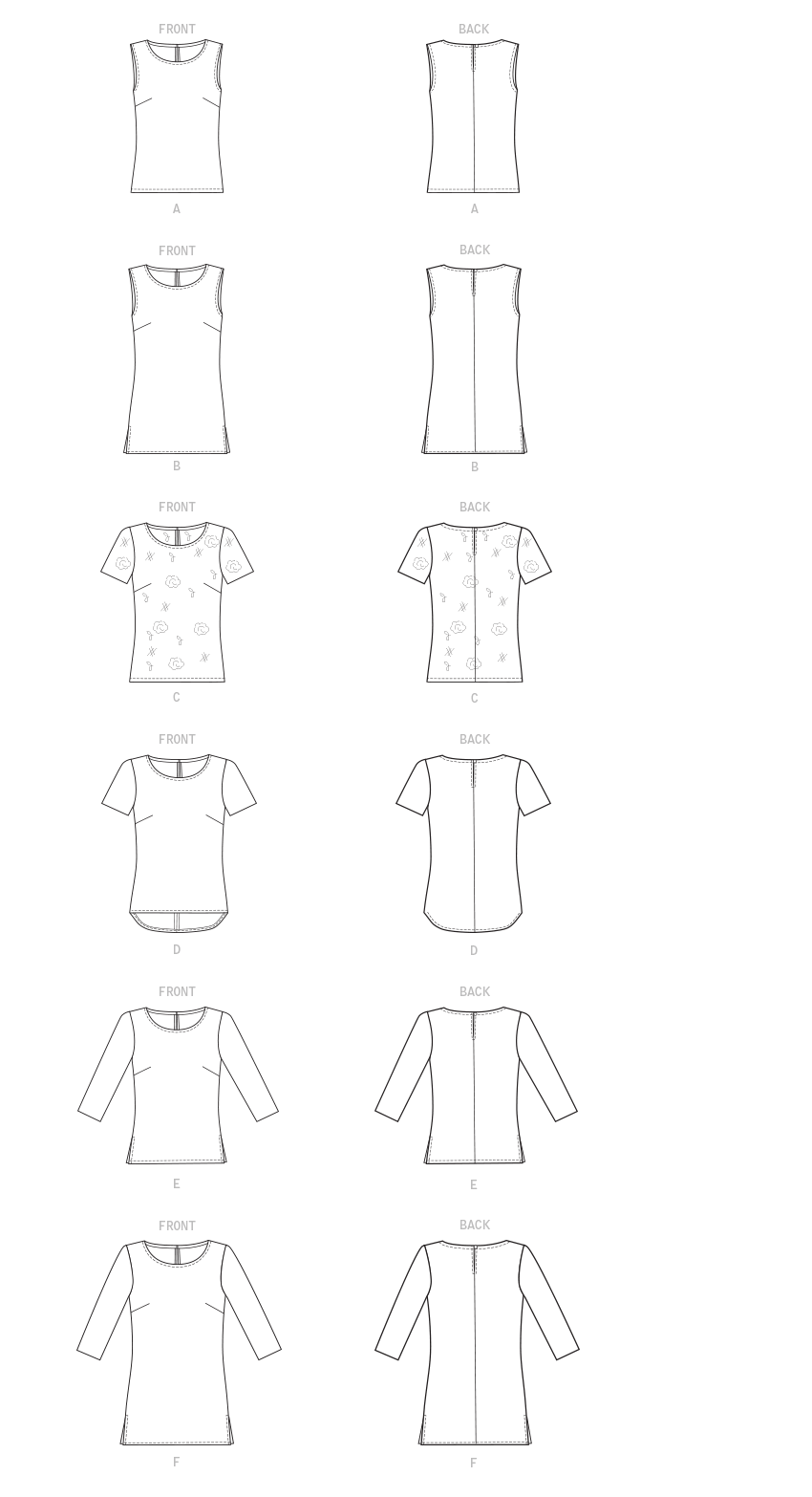 McCall's M8059 sewing pattern envelope showing tops and tunics designs
