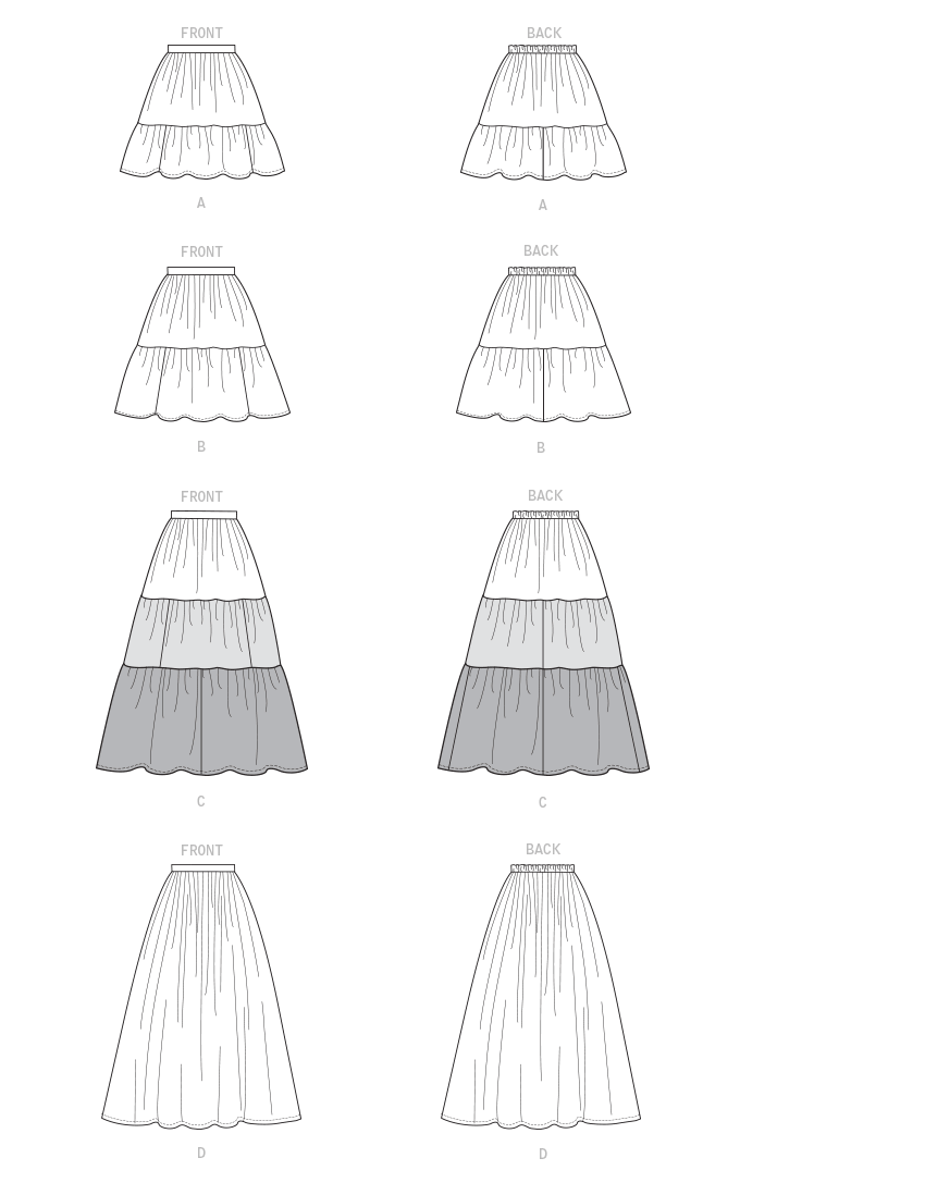 McCall's M8066 sewing pattern envelope showing pull-on skirt designs