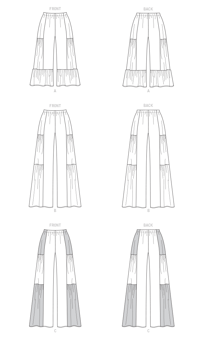 McCall's M8098 sewing pattern envelope showing wide leg trousers designs