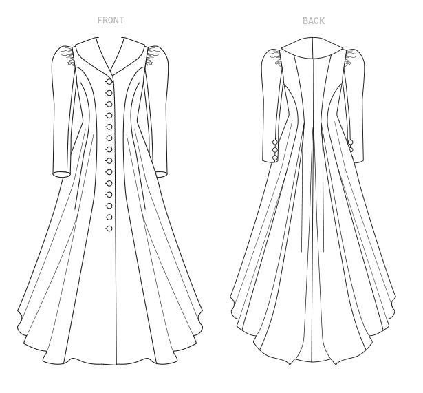McCall's M8123 sewing pattern envelope showing the victorian coat costume designs