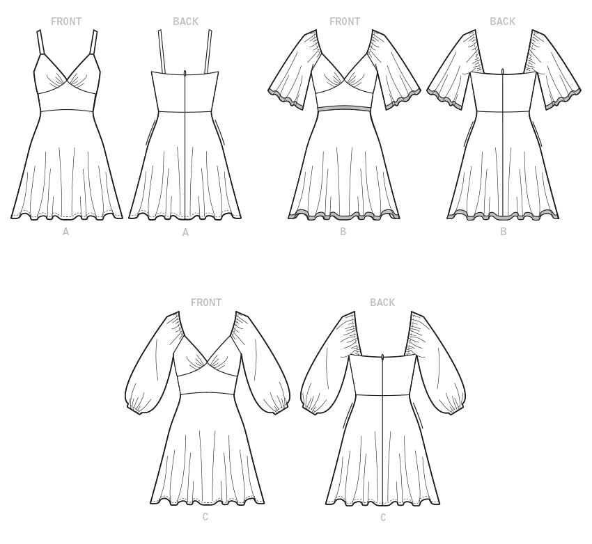 McCall's M8195 sewing pattern envelope showing a picnic-style flared dress with a sweetheart bodice