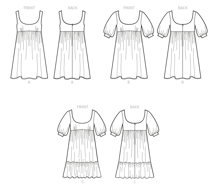 McCall's M8197 sewing pattern envelope showing baby doll dresses