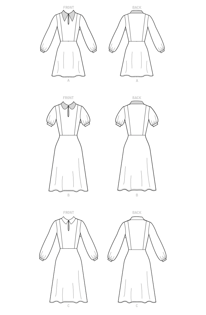 McCall's M8239 sewing pattern envelope showing collared fit and flare dress designs