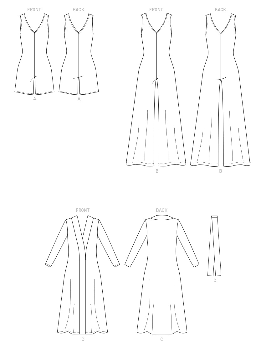 McCall's M8245 sewing pattern envelope showing V-neck romper and jumpsuit designs