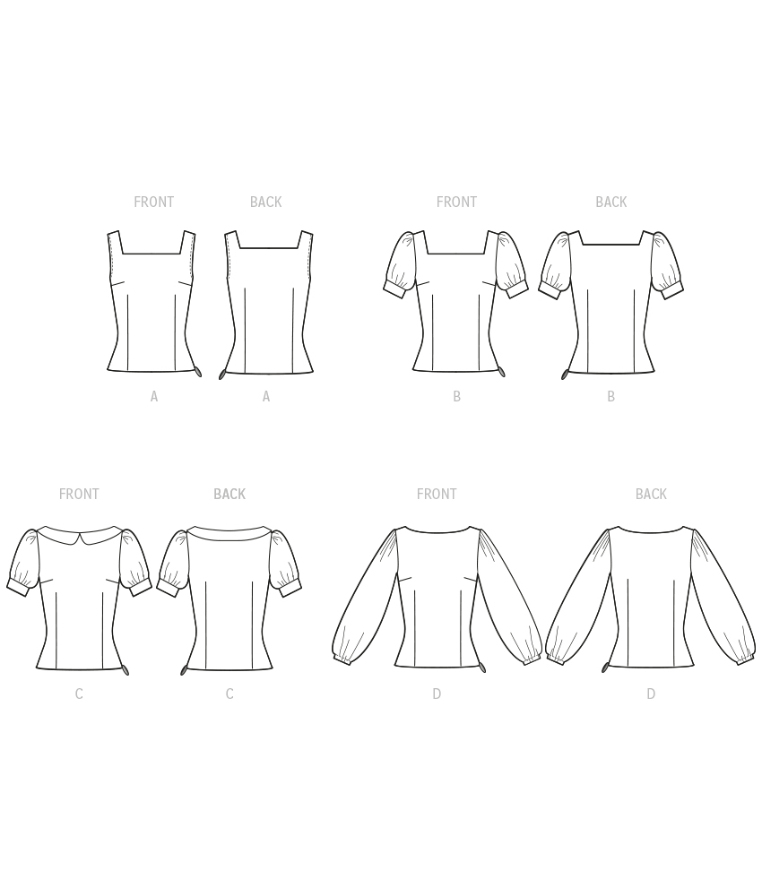 McCall's M8287 sewing pattern envelope showing beginner-friendly tops