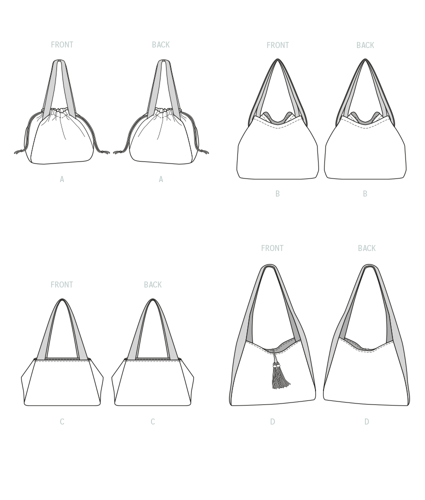 McCall's M8307 sewing pattern envelope showing soft, casual bags and totes