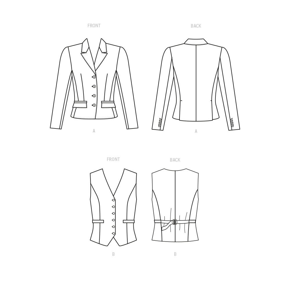 McCall's M8350 sewing pattern envelope showing blazer and waistcoat