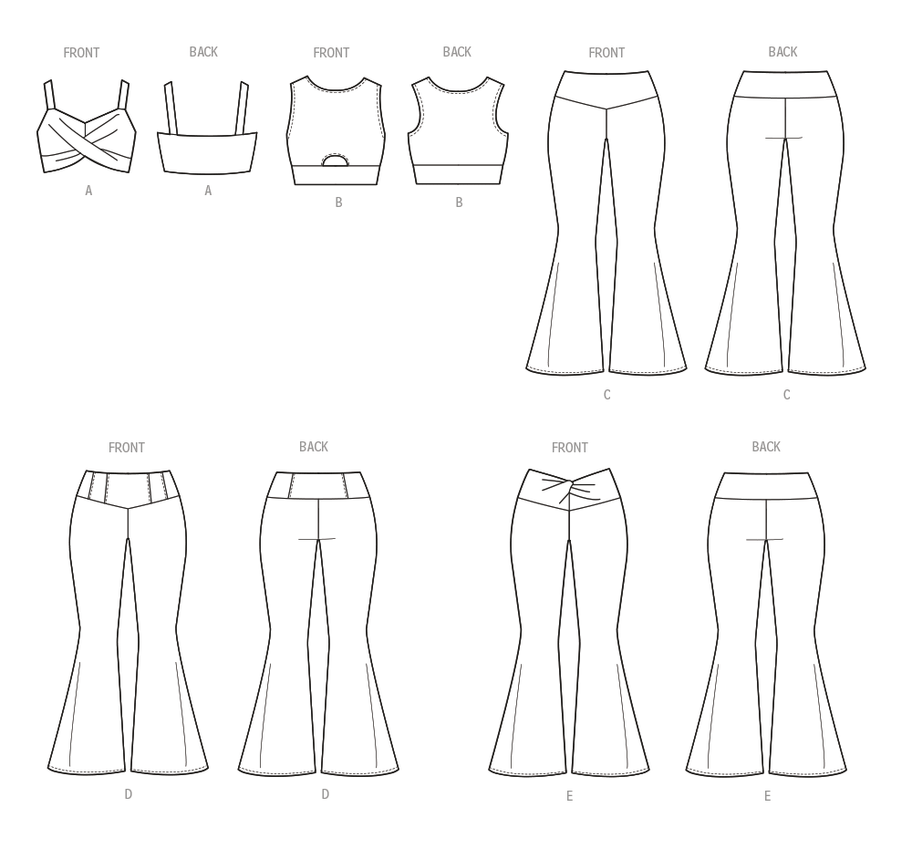 McCall's M8369 sewing pattern envelope showing athletic crop tops in two styles
