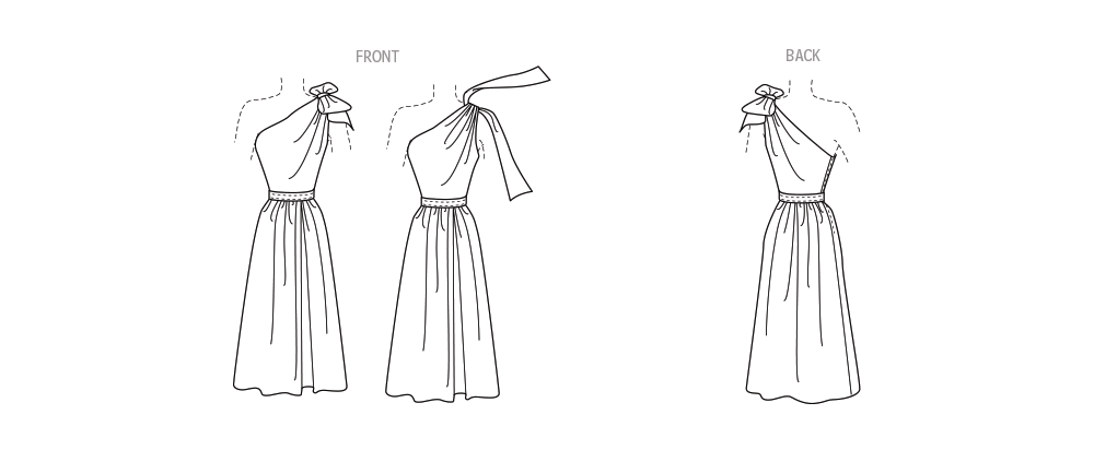McCall's M8380 sewing pattern envelope showing a 1940s-era one-shoulder sports dress