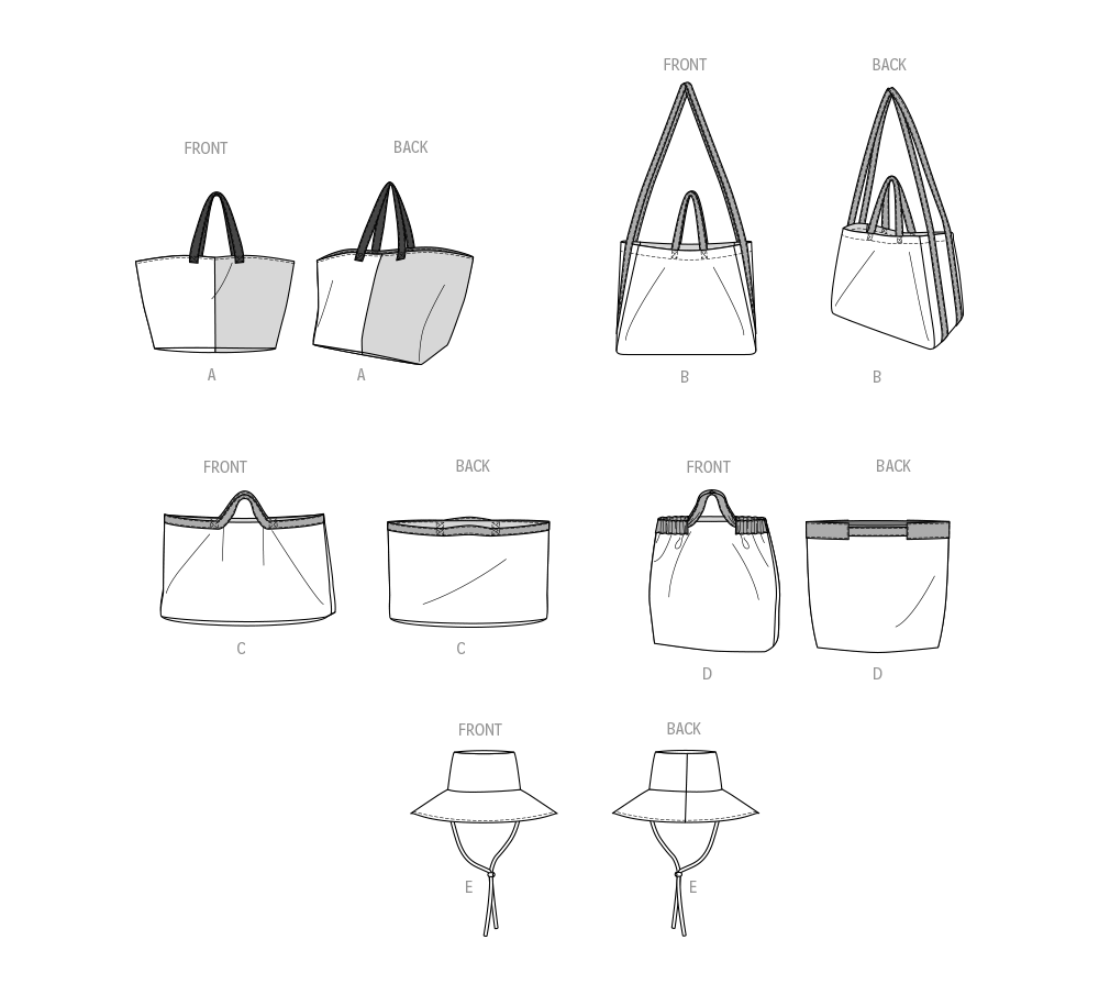 McCall's M8419 sewing pattern envelope showing tote bags designs