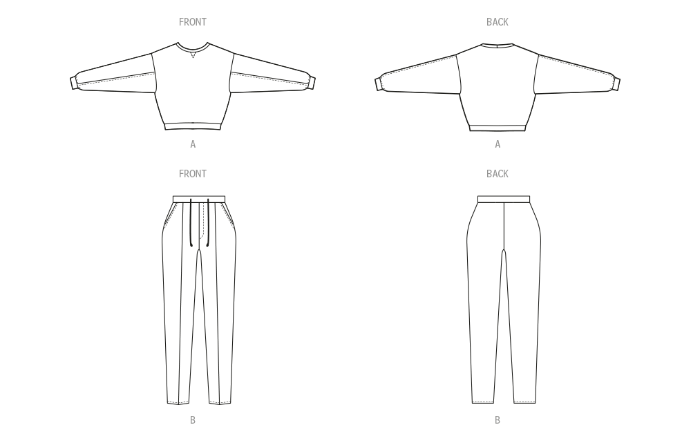 McCall's M8447 sewing pattern envelope showing women's oversized sweats designs
