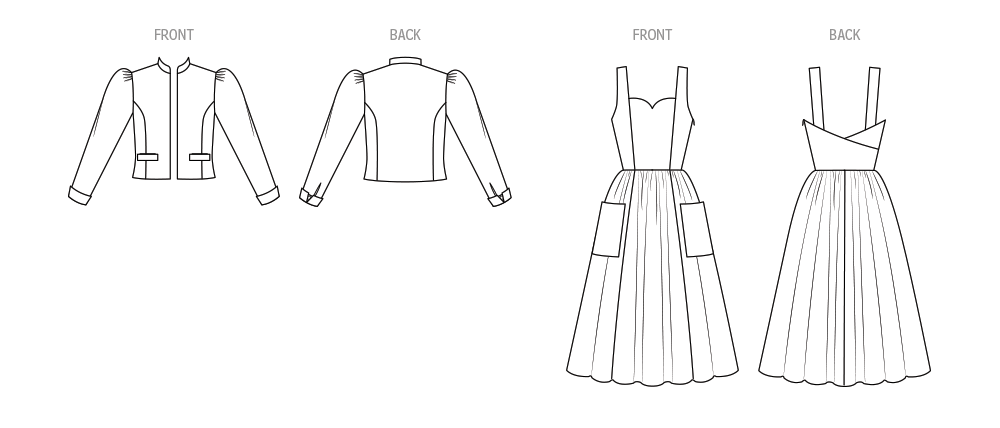 McCall's M8464 sewing pattern envelope showing misses' vintage 1980s jacket & dress designs