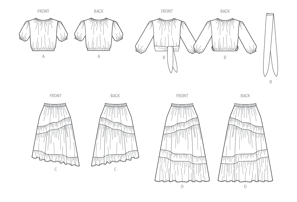 McCall's M8482 sewing pattern envelope showing misses' puff sleeve crop top designs