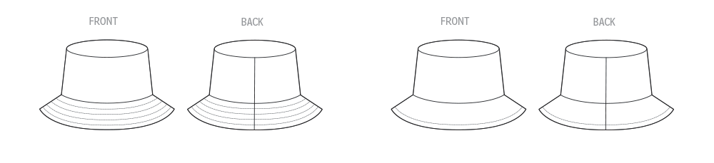 McCall's M8497 sewing pattern envelope showing an easy lined bucket hat with brim topstitching options