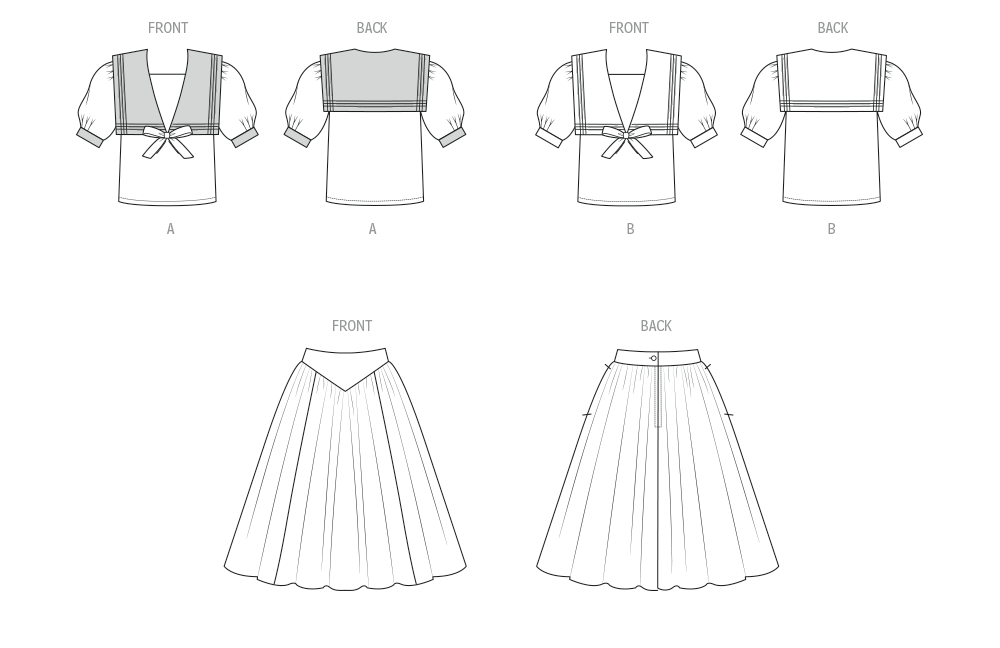 McCall's M8540 sewing pattern envelope showing vintage Laura Ashley top and skirt