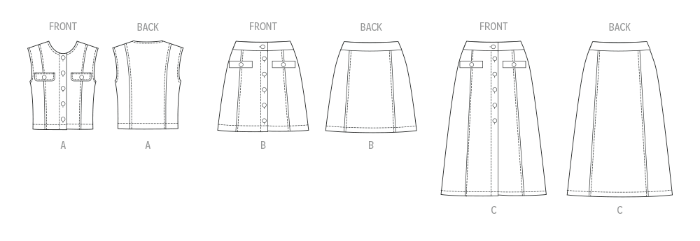 McCall's M8586 sewing pattern envelope showing fitted unlined top designs