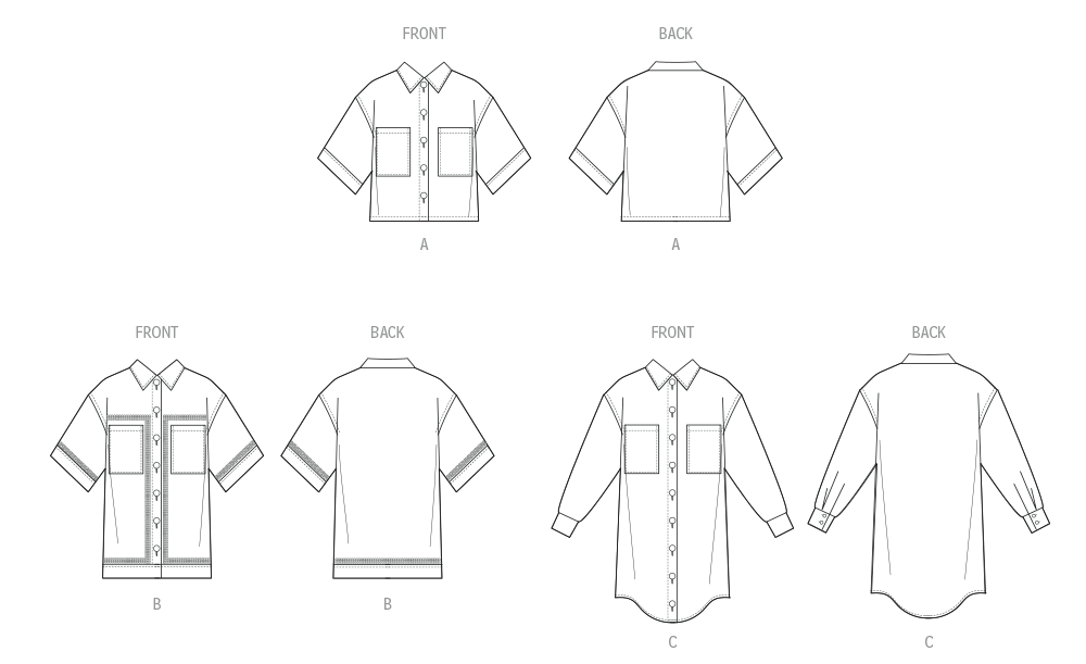 McCall's M8606 button front shirt sewing pattern envelope