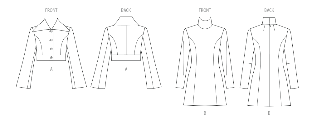 McCall's M8626 sewing pattern envelope showing a semi-fitted cropped jacket with a button front