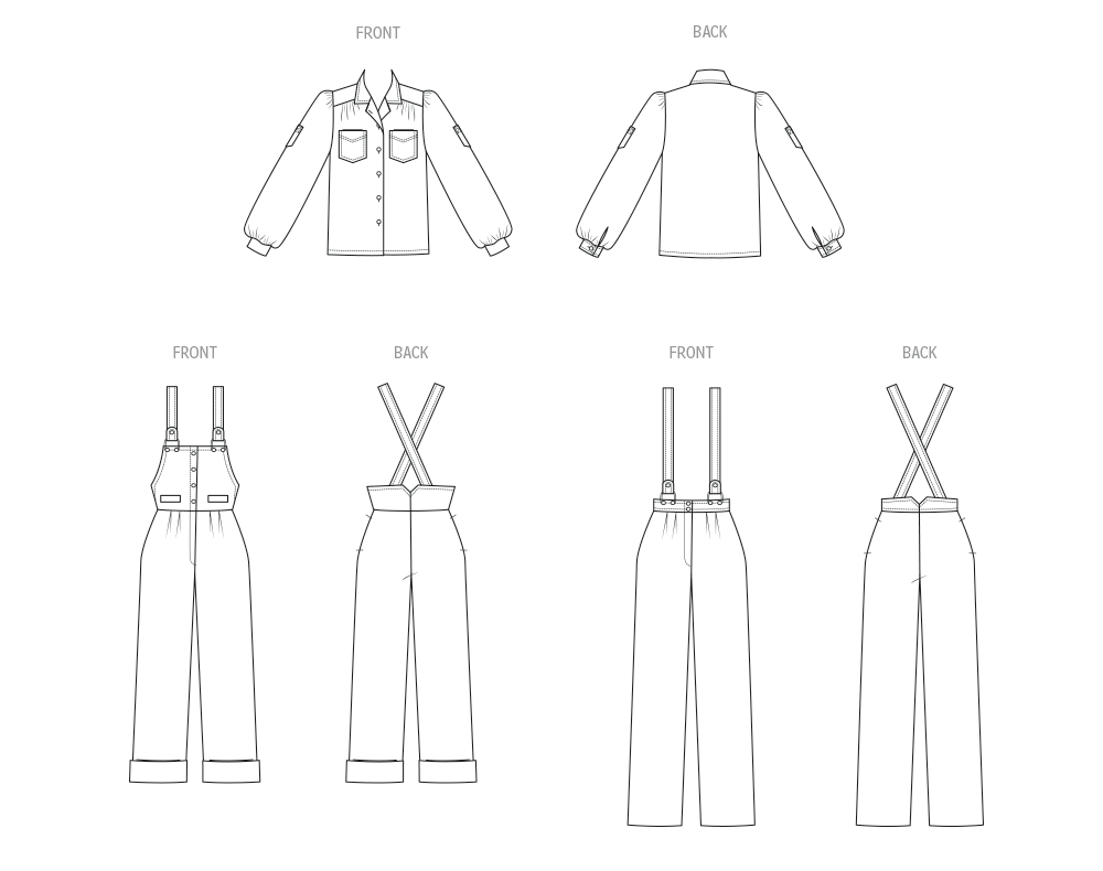 McCall's M8645 sewing pattern envelope showing vintage 1970s McCall's overalls, trousers and a blouse