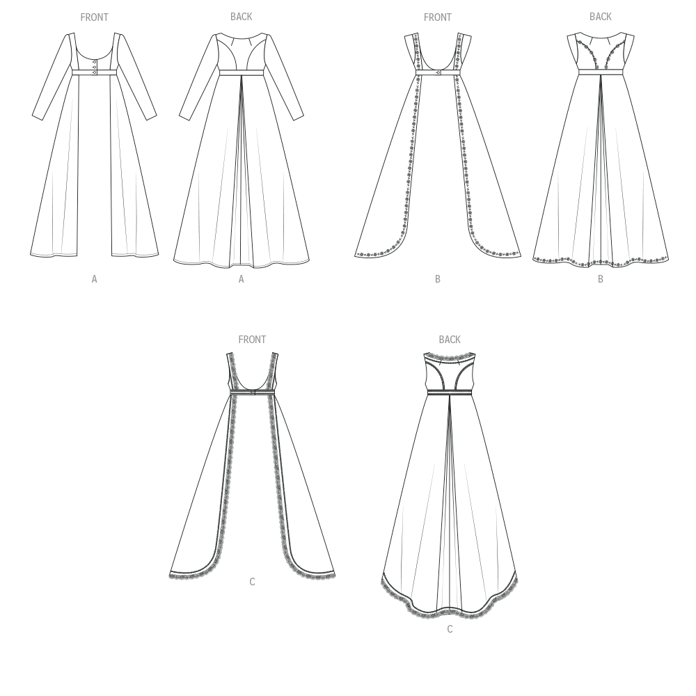 McCall's M8648 sewing pattern envelope showing regency-style coat and robe designs