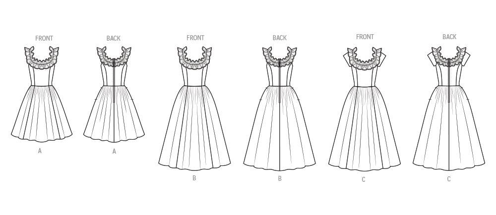 McCall's M8650 sewing pattern envelope showing princess seam dress designs