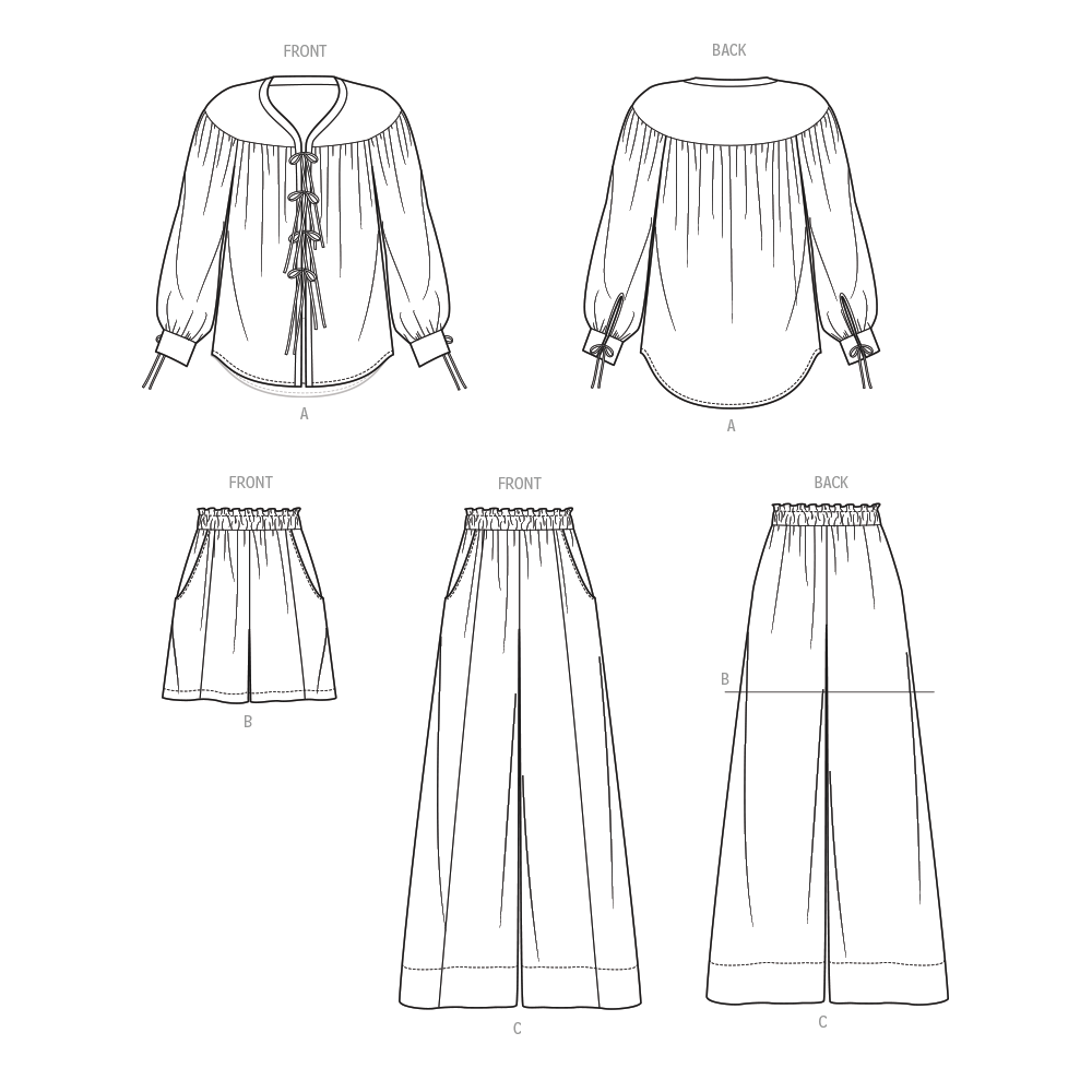 McCall's M8663 sewing pattern envelope showing relaxed sleepwear shirt designs