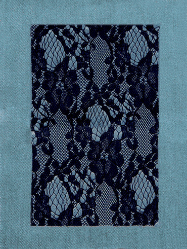 Light Denim & Black denim iron-on patch with lace detail