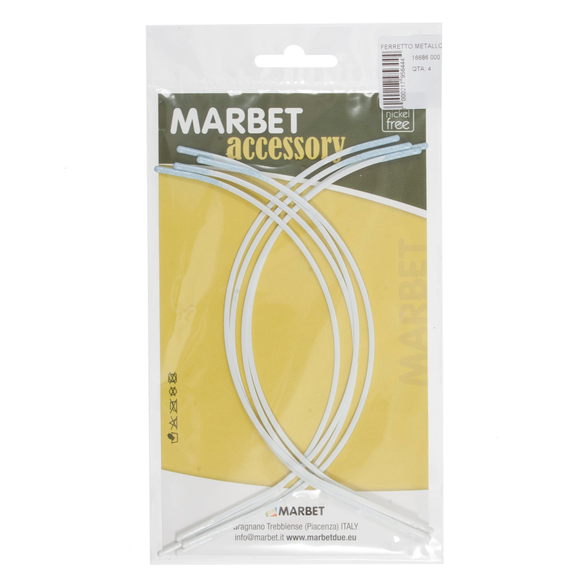 Pack of Marbet white 24cm metal bra wires