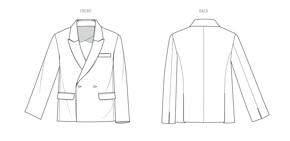 McCall's ME2118 sewing pattern envelope showing men's oversized double-breasted jacket designs
