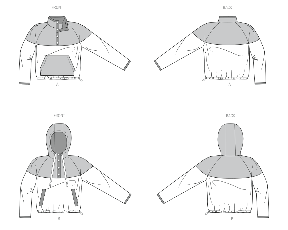 McCall's ME2136 sewing pattern envelope showing unisex contrast pullover jacket designs