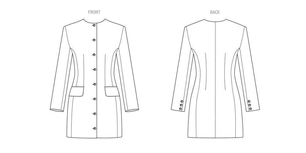 McCall's ME2146 sewing pattern envelope showing the structured blazer dress