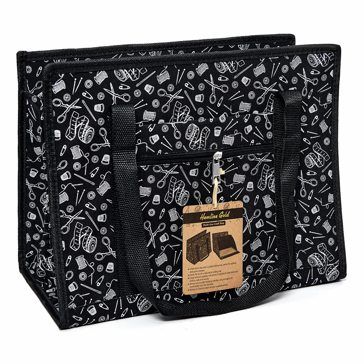 Deluxe Multi-Use Craft Bag - Gold Notions Print *Hemline Gold Edition*