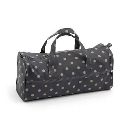 Knitting Bag, Matt PVC, Charcoal Polka Dot
