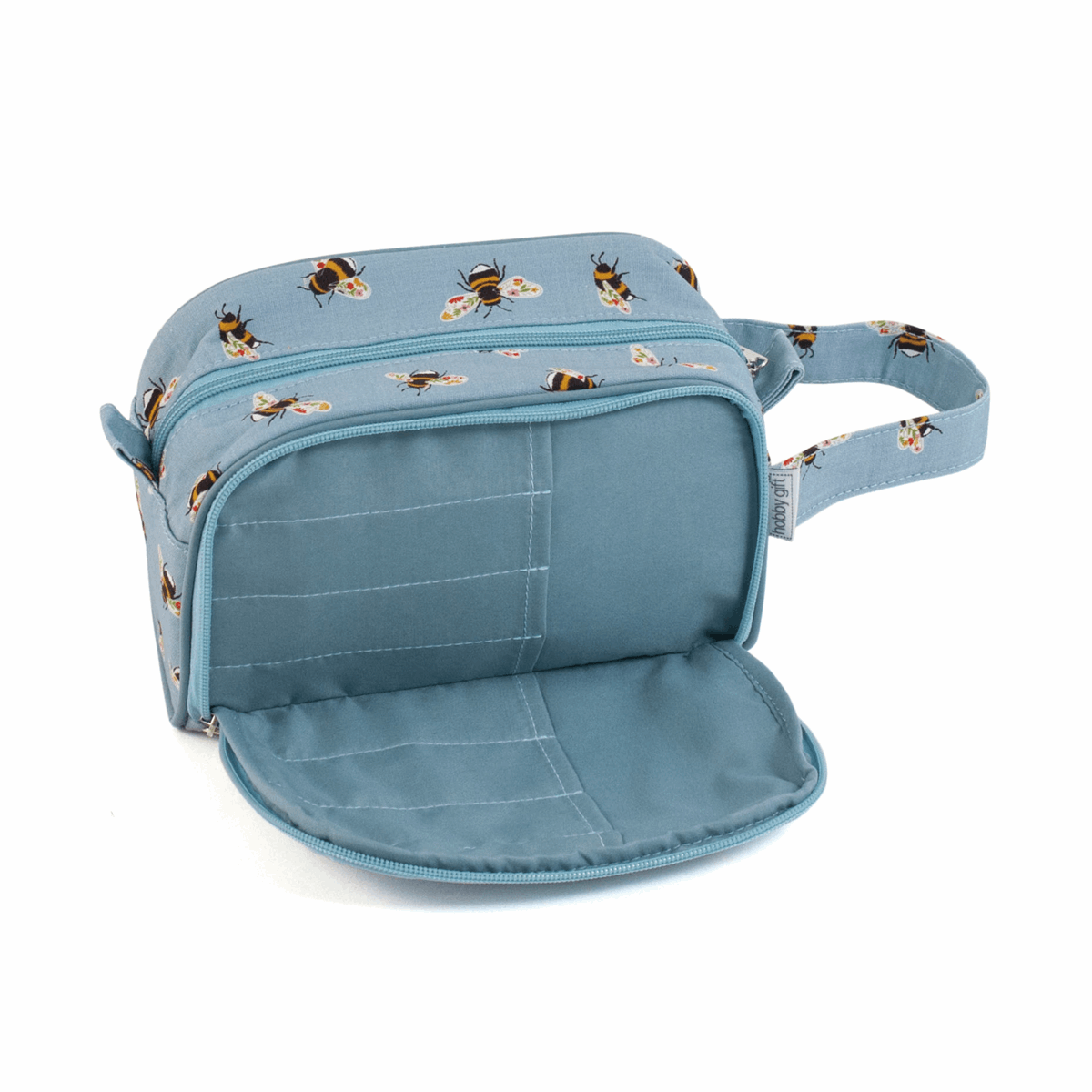 Blue Bee Crochet Bag with Side Pocket