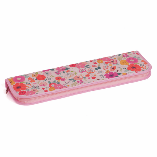 Knitting Pin & Crochet Hook Case - Pink Floral Garden