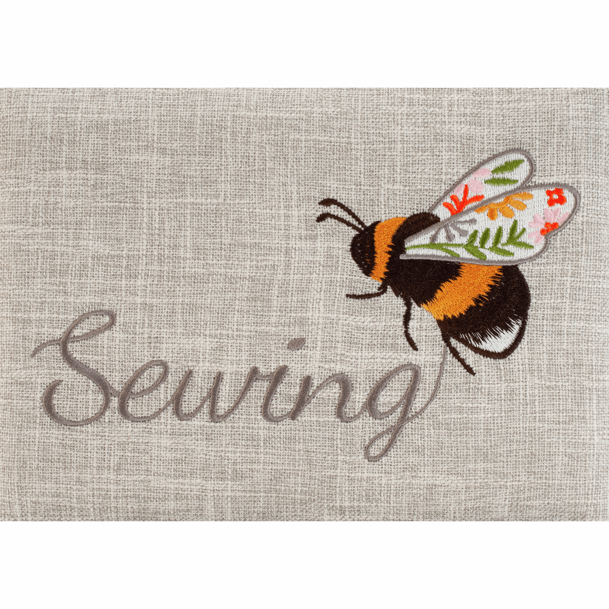 Bee Sewing Box with Embroidered Lid - Medium