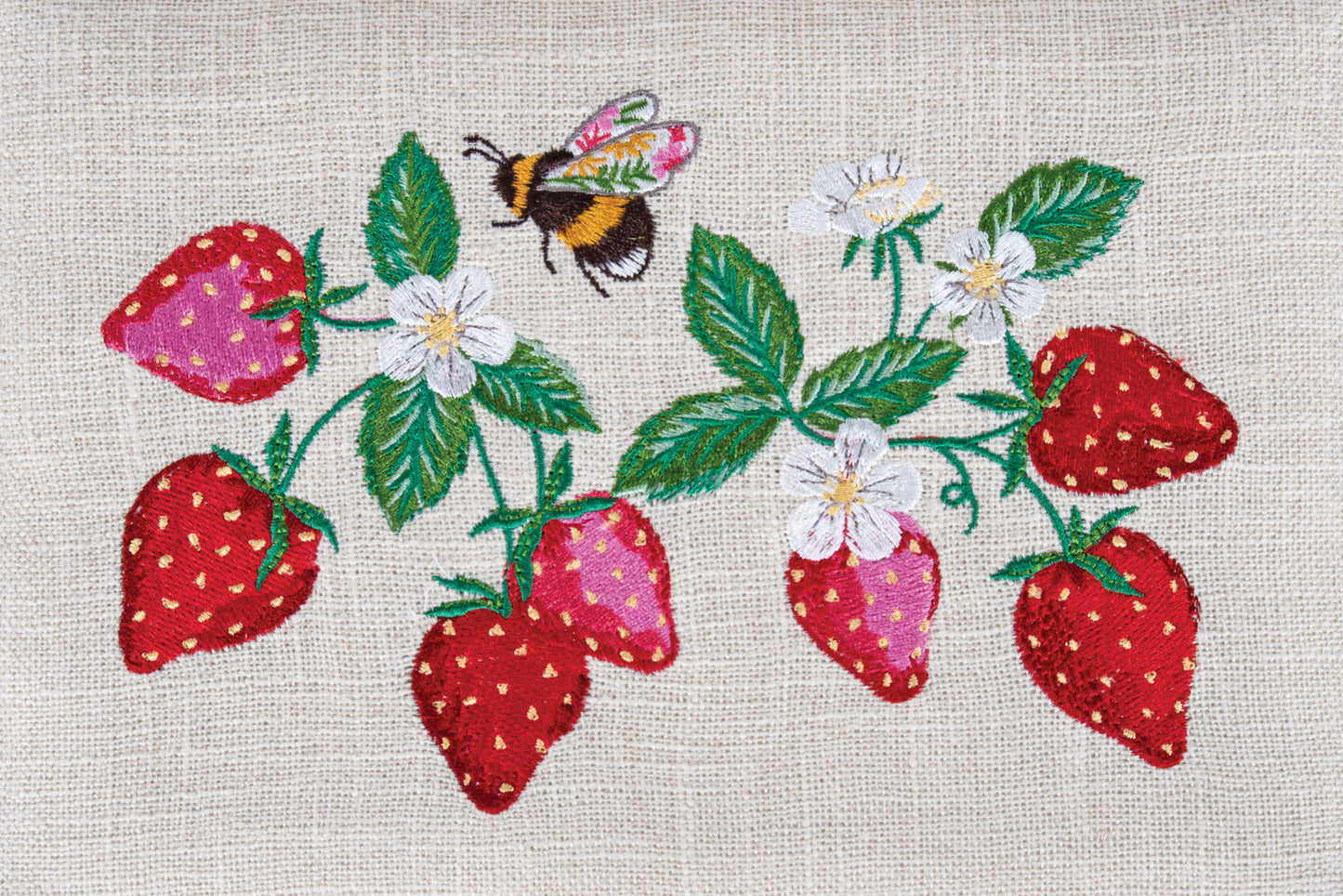 Strawberry Greenhouse Embroidered Sewing Box - Medium