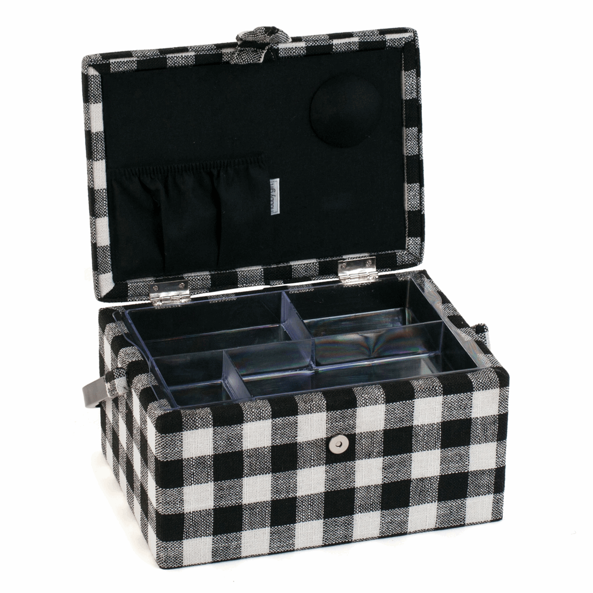 Monochrome Gingham Sewing Box - Medium